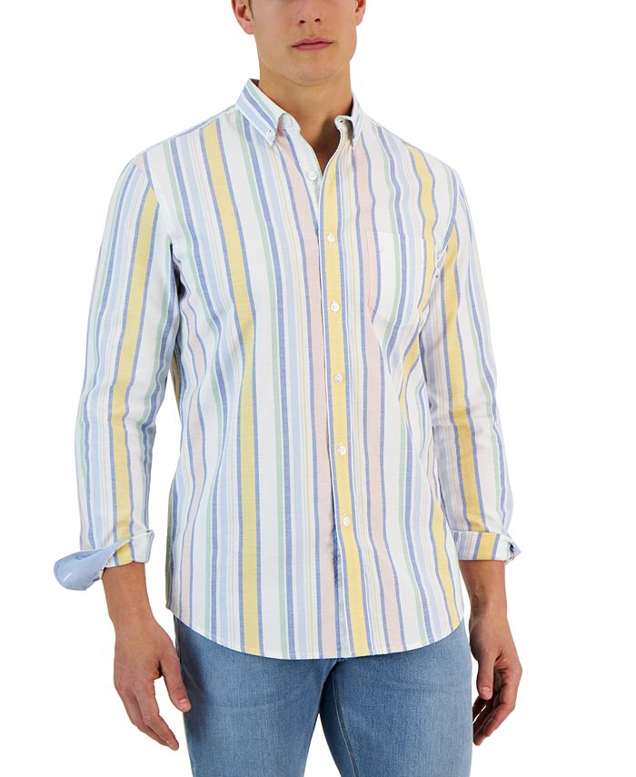 raig Long Sleeve Multicolor Striped Oxford Shirt, Created For Macy's Club Room Raig Long Sleeve Multicolor Striped Oxford Shirt, Created For Macy's -macys shop