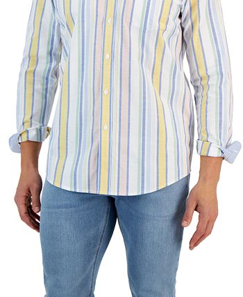 raig Long Sleeve Multicolor Striped Oxford Shirt, Created For Macy's Club Room Raig Long Sleeve Multicolor Striped Oxford Shirt, Created For Macy's -macys shop