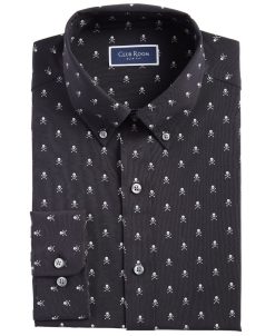 Club Room Men's Slim Fit Skull Print Dress Shirt, Created For Macy's