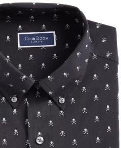 Club Room Men's Slim Fit Skull Print Dress Shirt, Created For Macy's -macys shop 23214337 fpx