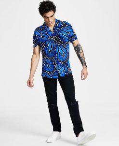 INC International Concepts Men's Regular-Fit Butterfly Short-Sleeve Shirt, Created For Macy's