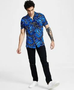 INC International Concepts Men's Regular-Fit Butterfly Short-Sleeve Shirt, Created For Macy's
