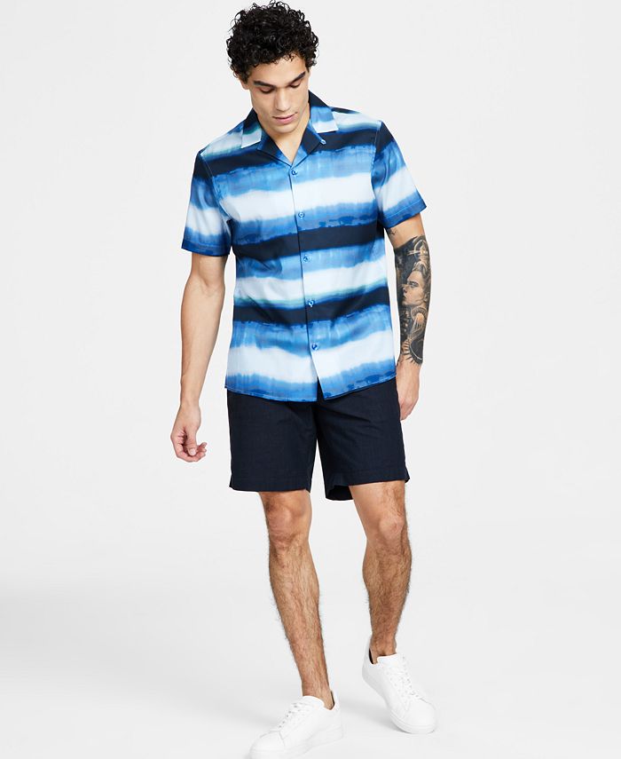 Men's Classic-Fit Ombré Stripe Button-Down Camp Shirt, Created For Macy's INC International Concepts Men's Classic-Fit Ombré Stripe Button-Down Camp Shirt, Created For Macy's -macys shop