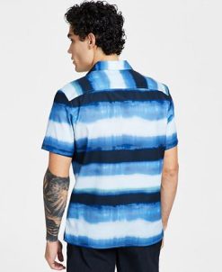 INC International Concepts Men's Classic-Fit Ombré Stripe Button-Down Camp Shirt, Created For Macy's 3 INC International Concepts Men's Classic-Fit Ombré Stripe Button-Down Camp Shirt, Created For Macy's -macys shop 23232525 fpx