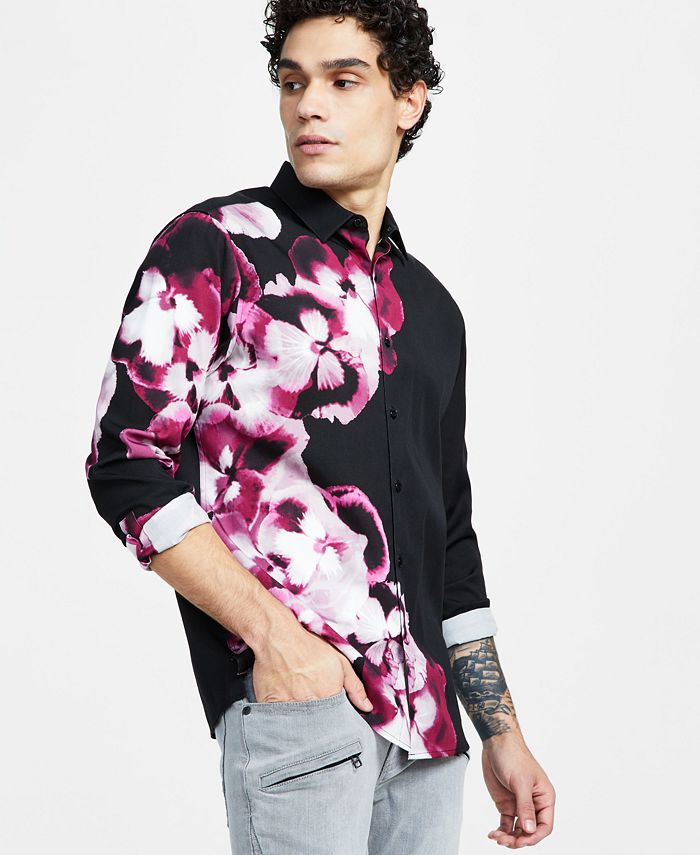 Men's Floral Classic-Fit Button-Down Shirt, Created For Macy's INC International Concepts Men's Floral Classic-Fit Button-Down Shirt, Created For Macy's -macys shop