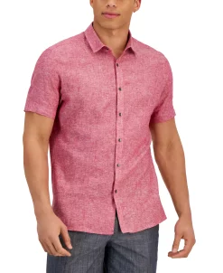 INC International Concepts Men's Regular-Fit Linen Shirt, Created For Macy's -macys shop 23232609 fpx