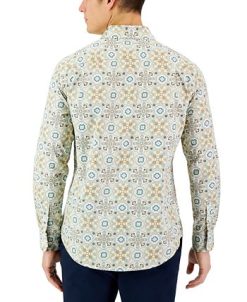 Club Room Men's Long-Sleeve Larry Medallion Refined Woven Shirt, Created For Macy's -macys shop 23358951 fpx