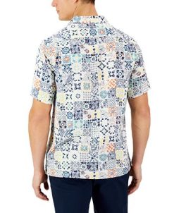 Club Room Men's Rumbie Mixed Medallion Silk Shirt, Created For Macy's -macys shop 23359067 fpx