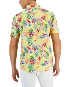 Club Room Monet Short Sleeve Button-Down Tropical Print Shirt, Created For Macy's -macys shop 23359357 fpx