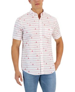 Club Room Men's Ropes & Sails Print Short-Sleeve Button-Down Shirt, Created For Macy's