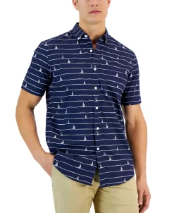 Club Room Men's Ropes & Sails Print Short-Sleeve Button-Down Shirt, Created For Macy's -macys shop 23359365 fpx