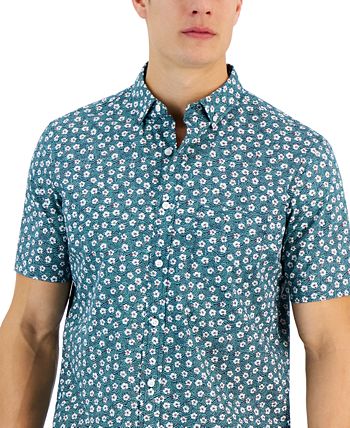 Mac Poplin Short Sleeve Button-Down Floral Print Shirt, Created For Macy's Club Room Mac Poplin Short Sleeve Button-Down Floral Print Shirt, Created For Macy's -macys shop