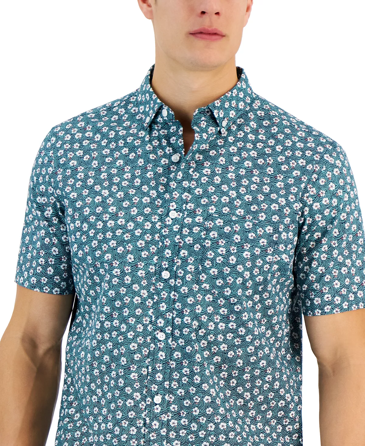 Mac Poplin Short Sleeve Button-Down Floral Print Shirt, Created For Macy's Club Room Mac Poplin Short Sleeve Button-Down Floral Print Shirt, Created For Macy's -macys shop