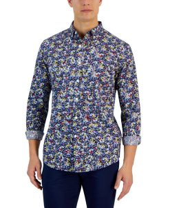 Club Room Ken Long Sleeve Button-Down Ditsy Floral Print Shirt, Created For Macy's