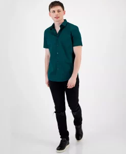 INC International Concepts Men's Tux Classic-Fit Solid Button-Down Shirt, Created For Macy's -macys shop 23490426 fpx