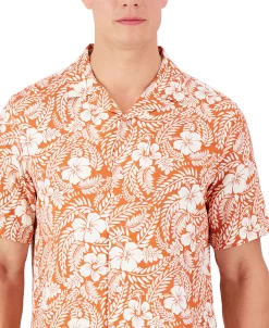 Club Room Men's Short-Sleeve Johnson Floral Silk Shirt, Created For Macy's -macys shop 23534660 fpx