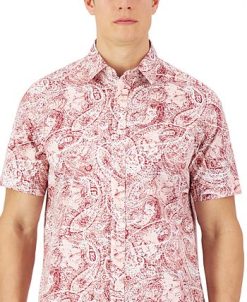 Club Room Men's Robert Paisley Refined Woven Shirt, Created For Macy's -macys shop 23534664 fpx