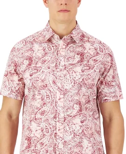 Club Room Men's Robert Paisley Refined Woven Shirt, Created For Macy's -macys shop 23534664 fpx