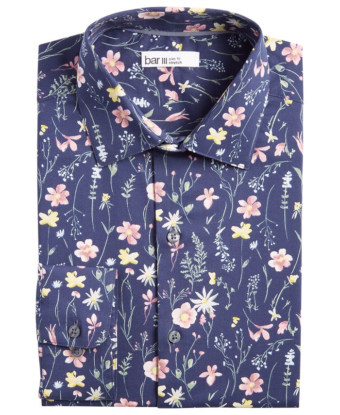 Men's Slim Fit Floral Print Dress Shirt, Created For Macy's Bar III Men's Slim Fit Floral Print Dress Shirt, Created For Macy's -macys shop