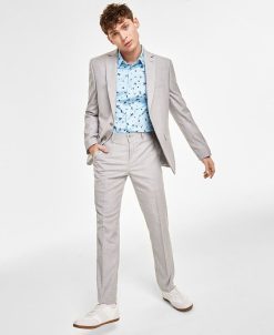 INC International Concepts Men's Slim-Fit Floral-Print Dress Shirt & Classic-Fit Sharkskin Suit Separates, Created For Macy's