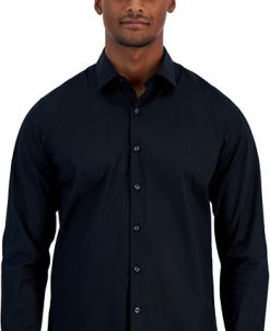 Alfani Men's Modern Classic-Fit Stretch Solid Button-Down Shirt, Created For Macy's -macys shop 23642782 fpx