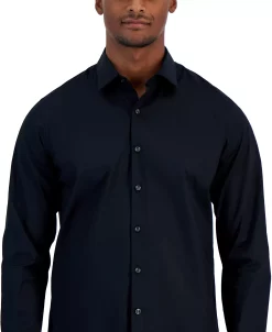 Alfani Men's Modern Classic-Fit Stretch Solid Button-Down Shirt, Created For Macy's -macys shop 23642782 fpx