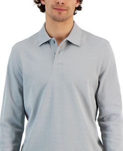 Alfani Men's Classic-Fit Solid Long-Sleeve Polo Shirt, Created For Macy's -macys shop 23665963 fpx