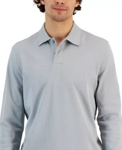 Alfani Men's Classic-Fit Solid Long-Sleeve Polo Shirt, Created For Macy's -macys shop 23665963 fpx