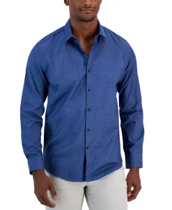 Alfani Men's Modern Classic-Fit Stretch Dot Dobby Button-Down Shirt, Created For Macy's -macys shop 23665986 fpx