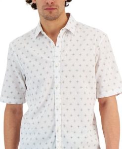 Alfani Men's Mecca Classic-Fit Textured Medallion-Print Button-Down Shirt, Created For Macy's -macys shop 23666031 fpx