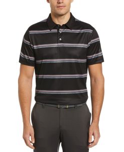 PGA TOUR Men's Allover Space Dye Stripe Short Sleeve Golf Polo Shirt