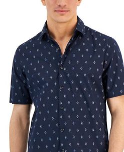 Alfani Men's Fulano Classic-Fit Geo-Print Button-Down Poplin Shirt, Created For Macy's -macys shop 23727164 fpx