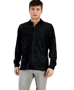INC International Concepts Men's Crinkled Velvet Button-Up Long-Sleeve Shirt, Created For Macy's 3 INC International Concepts Men's Crinkled Velvet Button-Up Long-Sleeve Shirt, Created For Macy's -macys shop 23734568 fpx