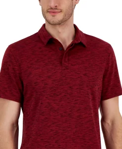 Alfani Tech Short Sleeve Marled Polo Shirt, Created For Macy's -macys shop 23760376 fpx