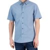 Michael Kors N's Slim-Fit Stretch Double Diamond Print Short-Sleeve Button-Up Shirt -macys shop 23769014 fpx