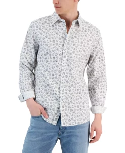 Michael Kors N's Slim-Fit Stretch Multi Floral Bouquet Print Long-Sleeve Button-Up Shirt -macys shop 23769028 fpx