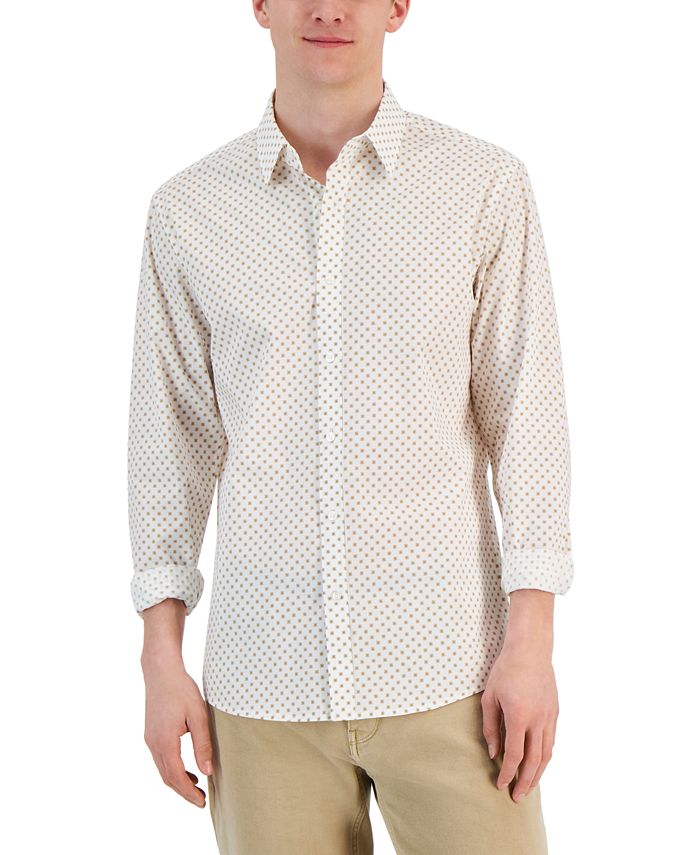 n's Slim-Fit Stretch Crosshatch Geometric Print Long-Sleeve Button-Up Shirt Michael Kors N's Slim-Fit Stretch Crosshatch Geometric Print Long-Sleeve Button-Up Shirt -macys shop