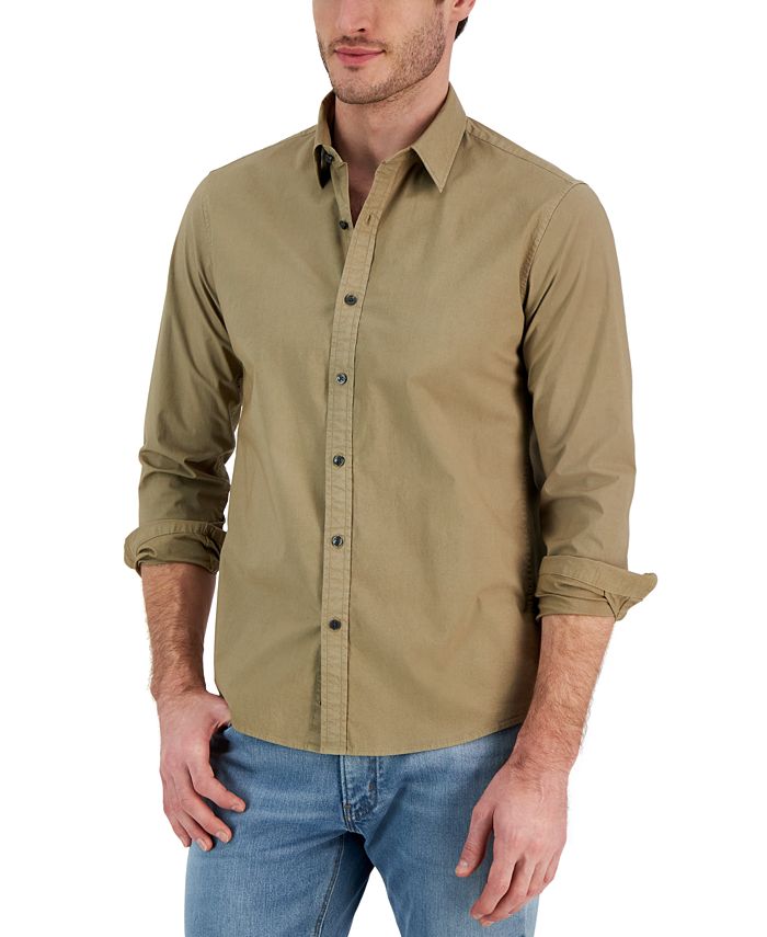 n's Slim-Fit Solid Garment Dyed Long-Sleeve Button-Up Shirt Michael Kors N's Slim-Fit Solid Garment Dyed Long-Sleeve Button-Up Shirt -macys shop
