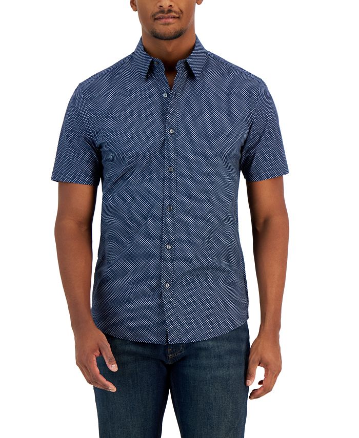 n's Slim-Fit Stretch Arrow Geometric Print Short-Sleeve Button-Up Shirt Michael Kors N's Slim-Fit Stretch Arrow Geometric Print Short-Sleeve Button-Up Shirt -macys shop