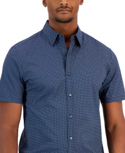 Michael Kors N's Slim-Fit Stretch Arrow Geometric Print Short-Sleeve Button-Up Shirt 5 Michael Kors N's Slim-Fit Stretch Arrow Geometric Print Short-Sleeve Button-Up Shirt -macys shop 23769138 fpx