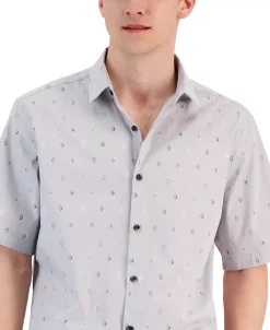 Alfani Men's Fulano Classic-Fit Geo-Print Button-Down Poplin Shirt, Created For Macy's -macys shop 23898191 fpx