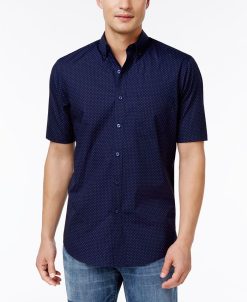 Club Room Men's Micro Dot Print Stretch Cotton Shirt, Created For Macy's