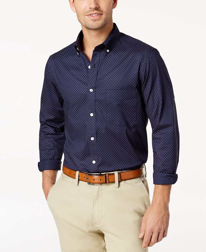 Men's Micro Dot Print Stretch Cotton Shirt, Created For Macy's Club Room Men's Micro Dot Print Stretch Cotton Shirt, Created For Macy's -macys shop