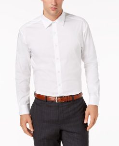 Alfani Men's Regular Fit 2-Way Stretch Performance Solid Dress Shirt, Created For Macy's